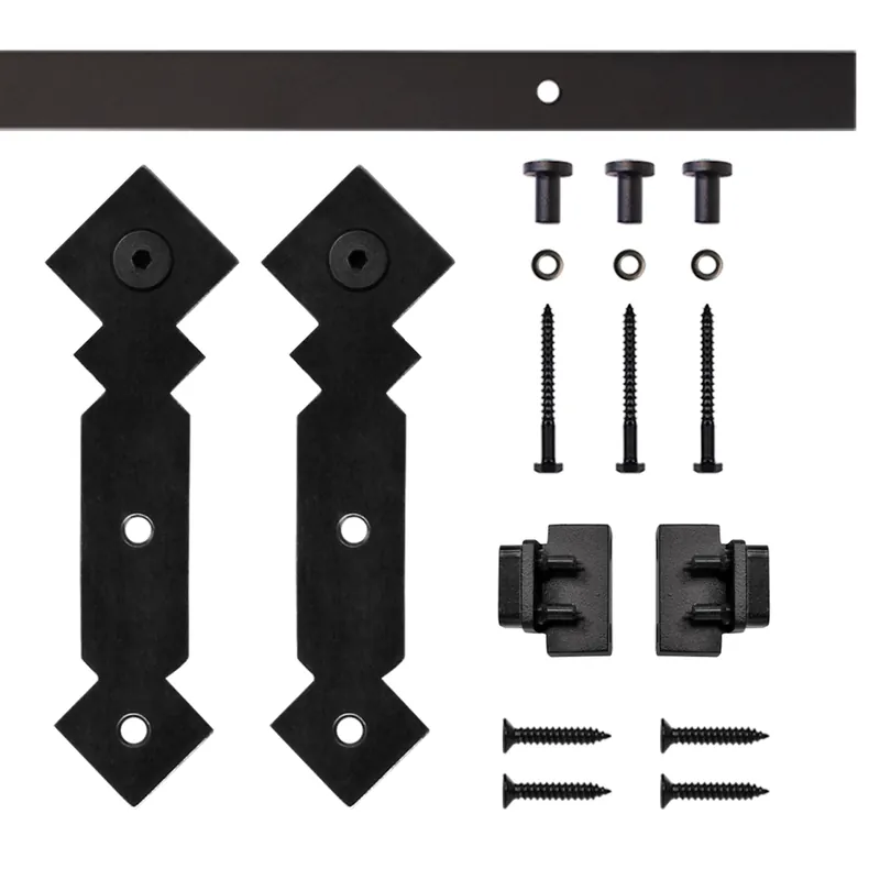 5' Double Diamond Mini Rolling Door Hardware Kit for Furniture, Black Viral