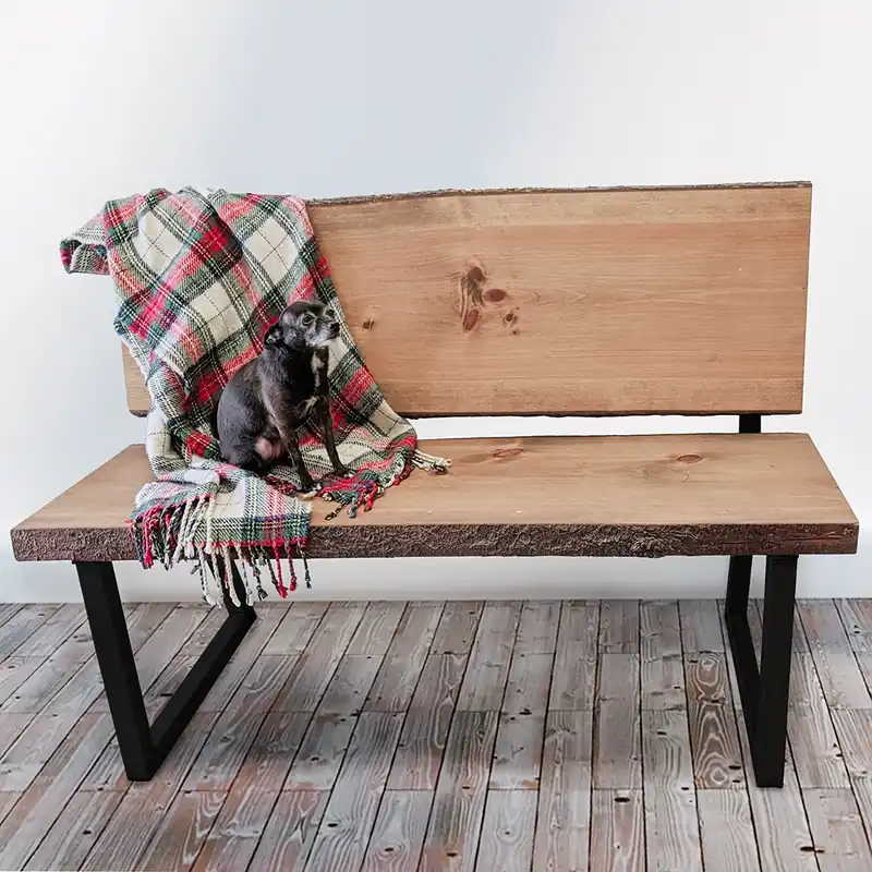 High Quality Welded Steel Bench / Chair Legs with Backrest (Pair) Black Powder Coat