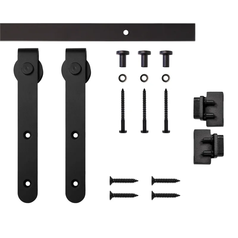 Free Returns 5' Rounded Stick Mini Rolling Door Hardware Kit for Furniture, Black