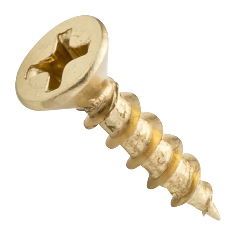 Original Centerline #6 x 3/4'' Flat Head Phillips Cabinet Hardware Mounting Screws, Brass Plated, 100-Pack