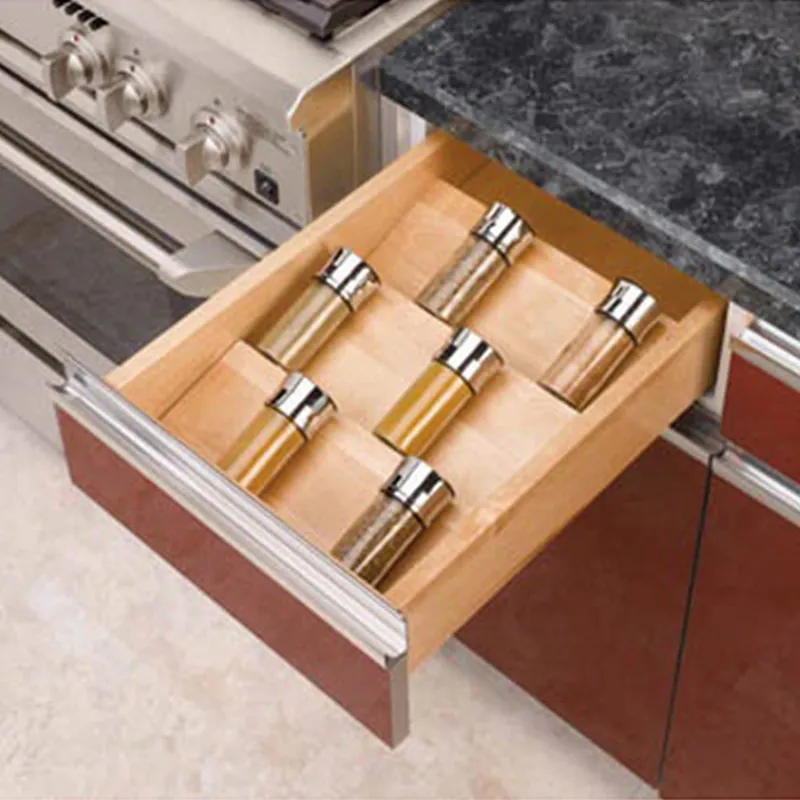 Premium 16" Wide Spice Drawer Insert, Wood - Maple (4SDI-18)