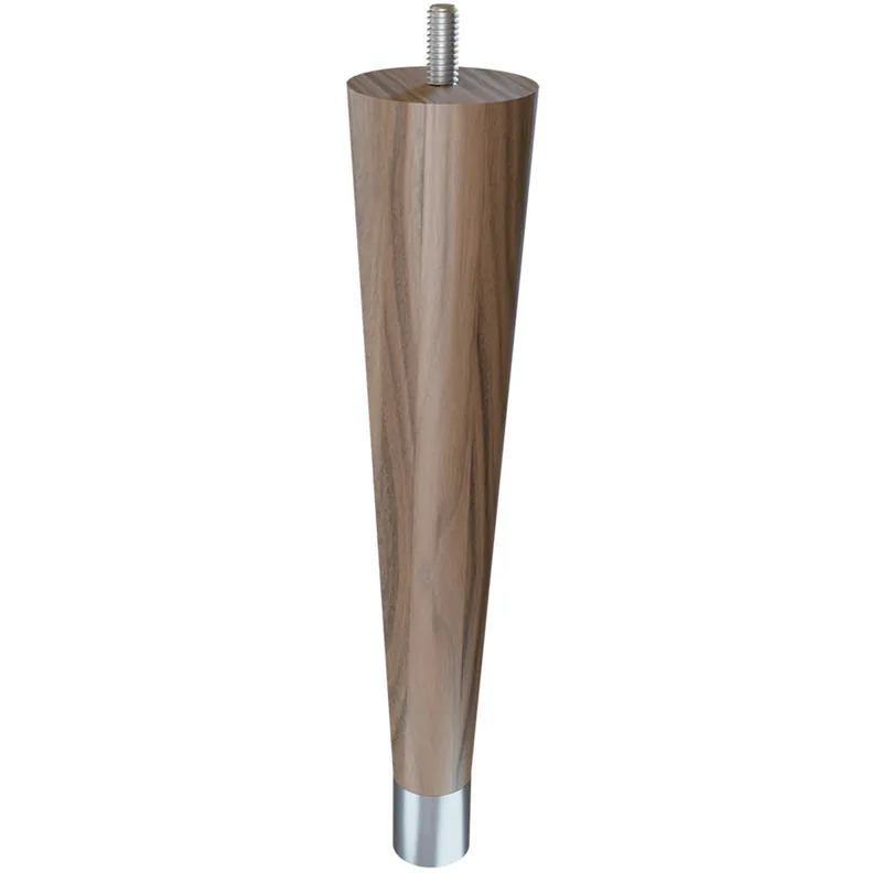 Top Pick 9'' Tapered Turned Leg, Walnut, 1''H Warm Bronze Foot