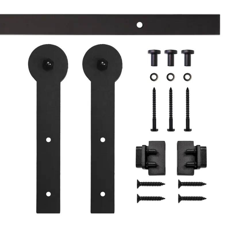 Top Rated 5' Soft-Close Keyhole Mini Rolling Door Hardware Kit for Furniture, Black, Double Doors
