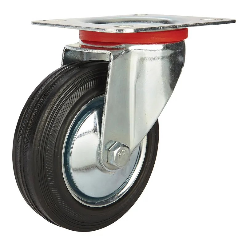 4'' 155-lb. Steel-Hub Rubber Caster, Rigid Genuine