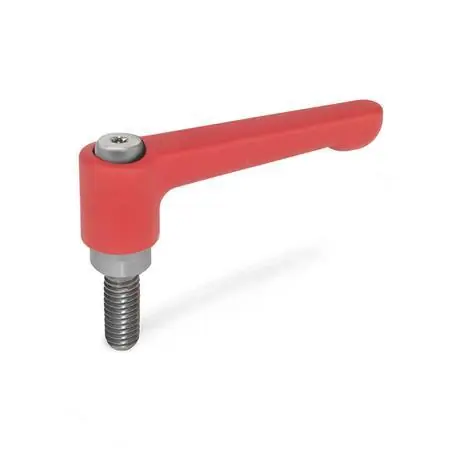 GN 302.1 Straight Adjustable Levers Zinc Die-Cast, Threaded Stud Type, with Stainless Steel Components - GN 302.1-22-6X32-10-RS Brand New