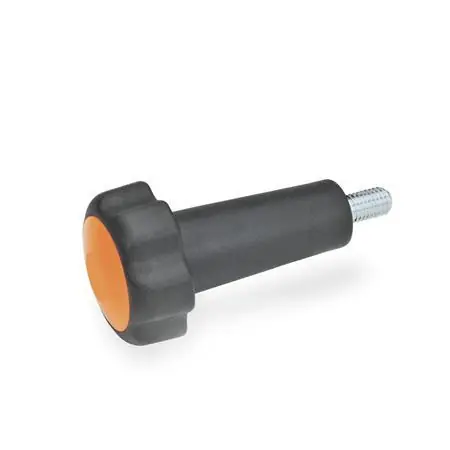 Last Chance EN 5332 Six-Lobed Knobs Technopolymer Plastic, with Extended Hub, with Steel Threaded Stud - EN 5332-50-M10-20