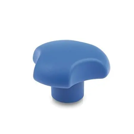 Clearance EN 5342 Three-Lobed Knobs FDA Compliant Plastic, Detectable, with Stainless Steel Tapped Insert - EN 5342-40-M8-VDB