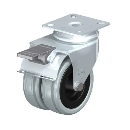 LDA-VPA Twin Wheel Swivel Casters Rubber Wheel Tread, Polypropylene Wheel Core - LDA-VPA-50-P22-G (500GBC1) Luxury