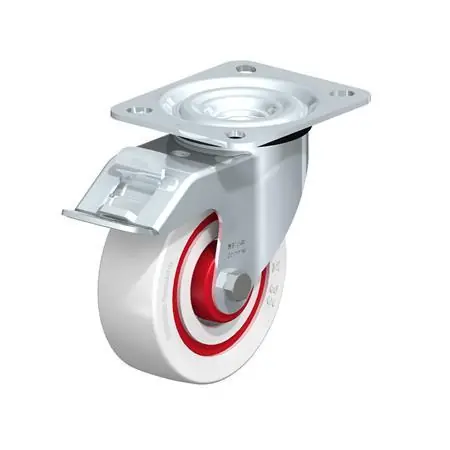 L-POW Noise Absorbing Swivel Casters Zinc plated steel, with Medium Duty Brackets - L-POW-100-P12-K-FI-FK (L-POW-100K-12-FI-FK) Free Shipping