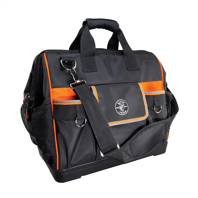 No Minimum Order Klein Tools 55469 42 Pockets Zipper Wide-Open Tool Bag 1680D Ballistic Weave Black Orange 10-1/4-Inch x 17-3/4-Inch x 16-1/4-Inch Tradesman Pro