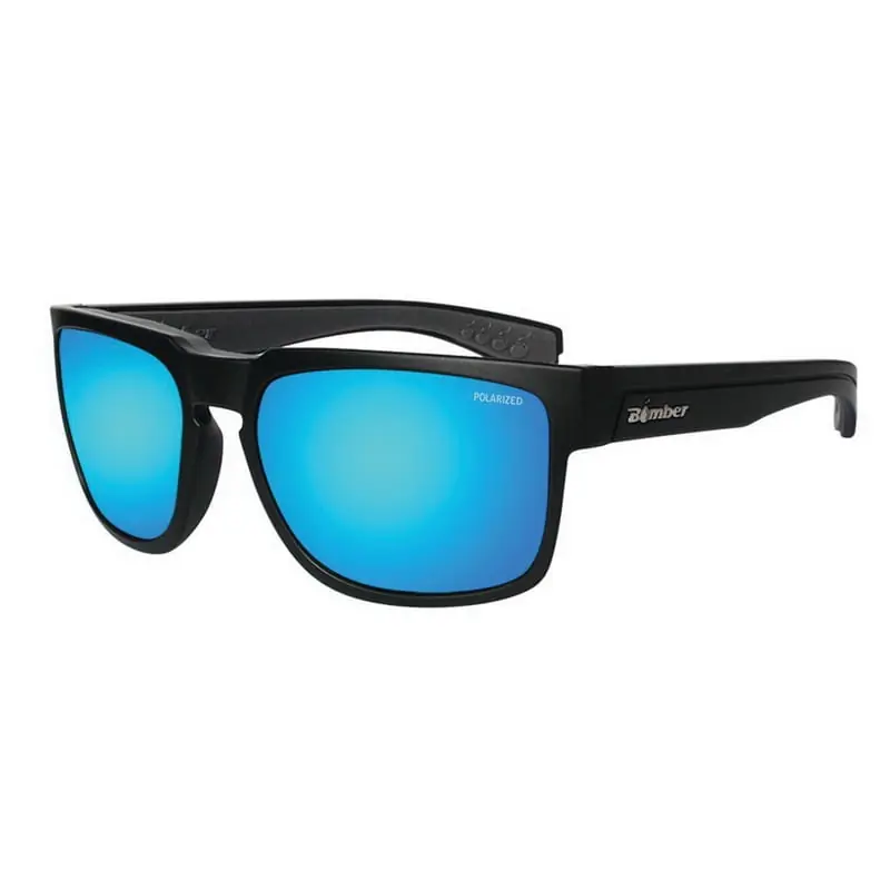 Popular Bomber Eyewear SM111-ICE Polarized Sun Glasses Matte Black Frame Ice Blue Mirror with Gray Foam Lens Smart Bomb