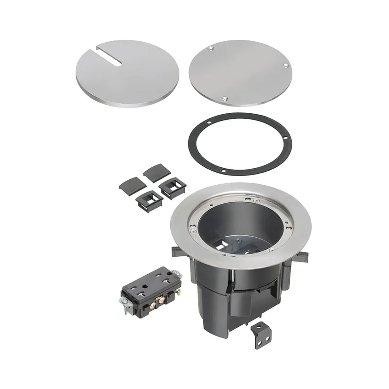 Wholesale Arlington FLBR5420NL Powder Coated Zinc Cover Steel Flange Plastic Box 1-Gang Floor Box Kit 6.55-Inch x 6-5/8-Inch Nickel Plated