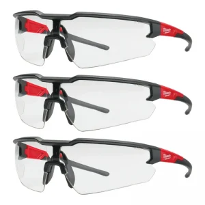 Milwaukee Tool 48-73-2052 Safety Glass Black/Red Frame Clear Lens Brand New