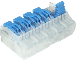 High Quality Ideal Industries 30-10L25 Lever Wire Connector 24-12-AWG Solid 12-4-AWG Stranded 5-Port Blue/Transparent In-Sure™